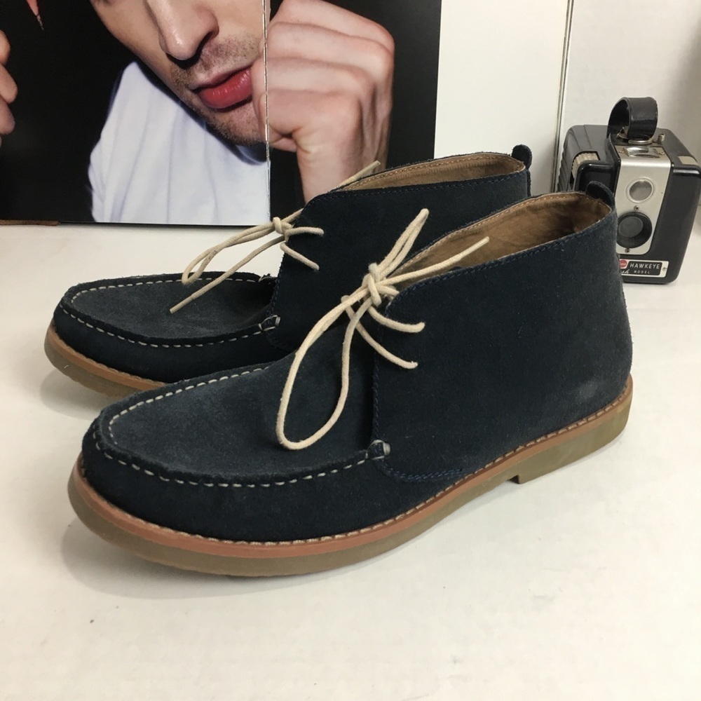 Joseph Abboud Navy Suede Moc Toe Chukka Boots Mens 8.5